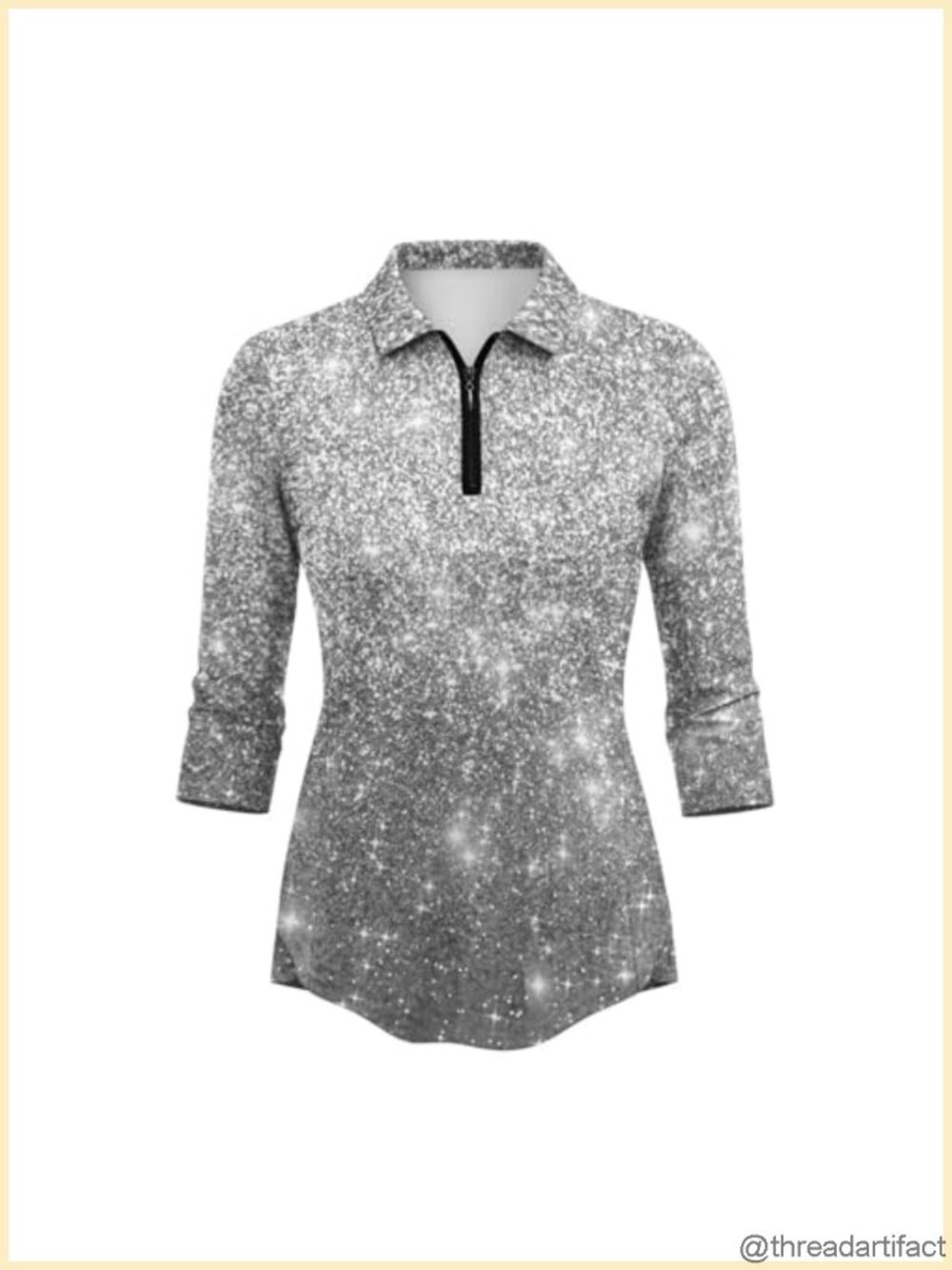 Womens 3/4 Sleeve Quarter Zip Golf Polo Quick Dry Moisture Wicking Athletic Top